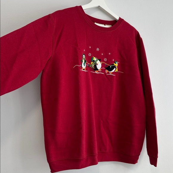 Vintage Penmans Christmas 🎄 Penguin Print Red‎ Sweater y2k holiday Large - Picture 2 of 8